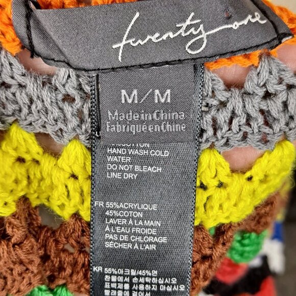 TwentyOne Size Medium Colorful Crochet Halter Top Scoop Neck Tie at Back of Neck - Picture 10 of 12